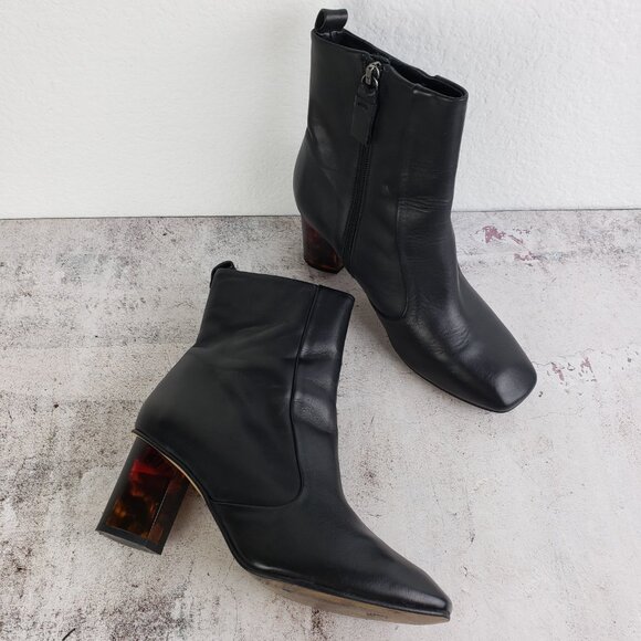 Kurt Geiger London Stride 70 Bootie Smooth Leather Black size 38 US 7.5 Heels - Picture 5 of 16